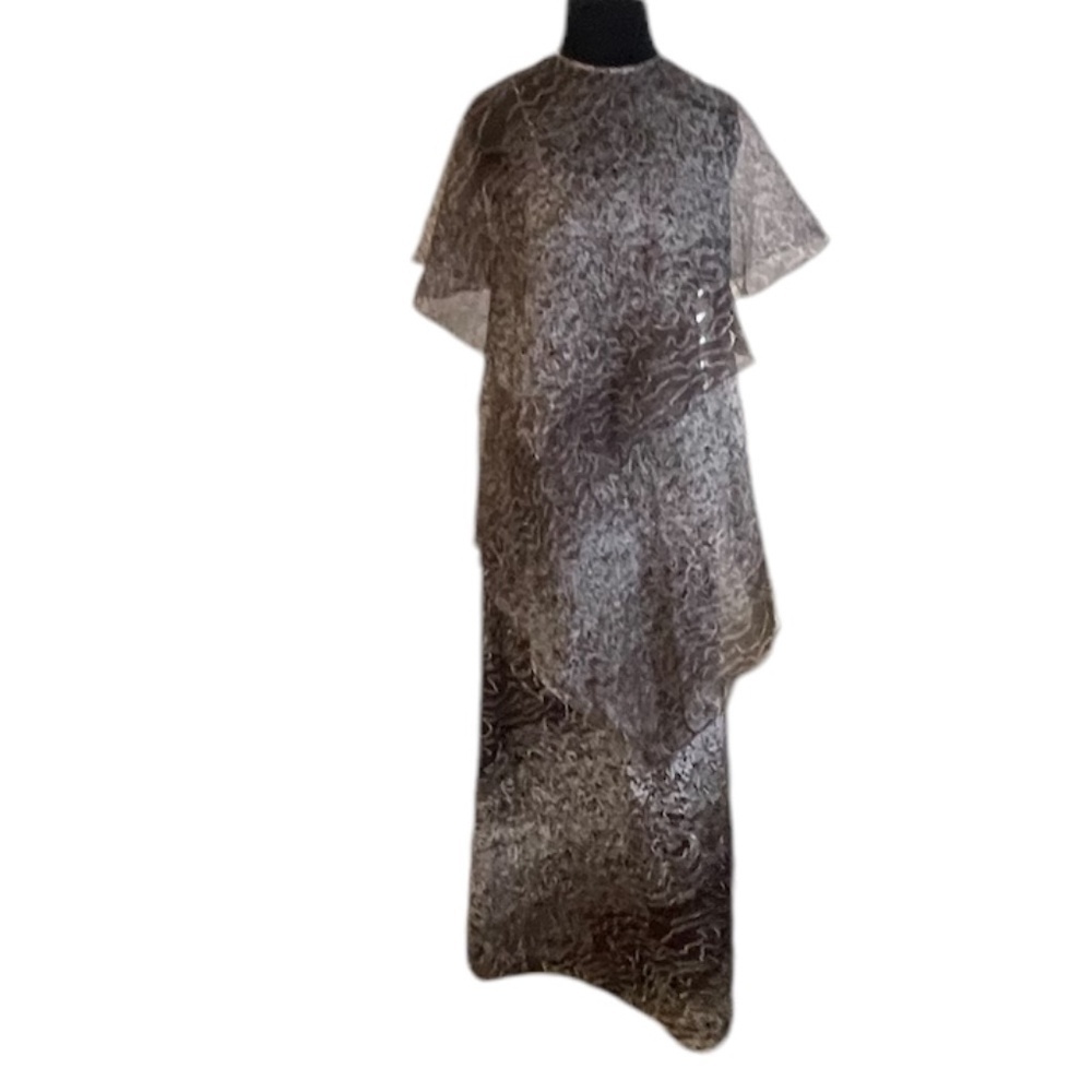 NWOT Handmade Maxi Brown And Cream‎ Women's Dress Size 10